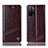 Leather Case Stands Flip Cover Holder H06P for Oppo A55 5G Brown