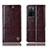 Leather Case Stands Flip Cover Holder H06P for Oppo A55S 5G Brown
