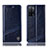 Leather Case Stands Flip Cover Holder H06P for Oppo A56 5G Blue