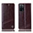 Leather Case Stands Flip Cover Holder H06P for Oppo A56 5G Brown