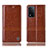 Leather Case Stands Flip Cover Holder H06P for Oppo A93s 5G Light Brown