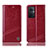 Leather Case Stands Flip Cover Holder H06P for Oppo A96 5G Red