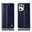 Leather Case Stands Flip Cover Holder H06P for Oppo Find X5 Pro 5G Blue