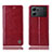 Leather Case Stands Flip Cover Holder H06P for Oppo K10 5G Red
