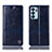 Leather Case Stands Flip Cover Holder H06P for Oppo Reno6 5G Blue