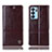 Leather Case Stands Flip Cover Holder H06P for Oppo Reno6 5G Brown