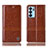 Leather Case Stands Flip Cover Holder H06P for Oppo Reno6 5G Light Brown