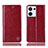 Leather Case Stands Flip Cover Holder H06P for Oppo Reno9 5G Red