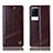 Leather Case Stands Flip Cover Holder H06P for Vivo iQOO 8 Pro 5G Brown