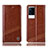 Leather Case Stands Flip Cover Holder H06P for Vivo iQOO 8 Pro 5G Light Brown