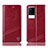 Leather Case Stands Flip Cover Holder H06P for Vivo iQOO 8 Pro 5G Red