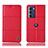 Leather Case Stands Flip Cover Holder H07P for Motorola Moto Edge S30 5G Red