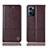 Leather Case Stands Flip Cover Holder H07P for OnePlus Nord CE 2 5G Brown