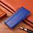 Leather Case Stands Flip Cover Holder H07P for Oppo A16s Blue