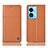 Leather Case Stands Flip Cover Holder H07P for Oppo A18 Orange