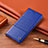 Leather Case Stands Flip Cover Holder H07P for Oppo A54 4G Blue