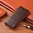 Leather Case Stands Flip Cover Holder H07P for Oppo A54 4G Brown