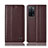 Leather Case Stands Flip Cover Holder H07P for Oppo A56 5G Brown