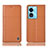 Leather Case Stands Flip Cover Holder H07P for Oppo A58 4G Orange