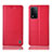 Leather Case Stands Flip Cover Holder H07P for Oppo A93s 5G Red