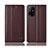 Leather Case Stands Flip Cover Holder H07P for Oppo A95 5G Brown