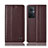 Leather Case Stands Flip Cover Holder H07P for Oppo A96 5G Brown