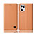 Leather Case Stands Flip Cover Holder H07P for Oppo Find X5 Pro 5G Orange