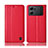 Leather Case Stands Flip Cover Holder H07P for Oppo K10 5G Red