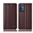 Leather Case Stands Flip Cover Holder H07P for Oppo K9S 5G Brown