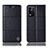 Leather Case Stands Flip Cover Holder H07P for Oppo K9X 5G Black