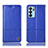 Leather Case Stands Flip Cover Holder H07P for Oppo Reno6 5G Blue