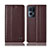 Leather Case Stands Flip Cover Holder H07P for Oppo Reno7 Pro 5G Brown