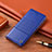 Leather Case Stands Flip Cover Holder H07P for Samsung Galaxy A52 4G Blue