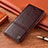 Leather Case Stands Flip Cover Holder H07P for Samsung Galaxy S21 5G Brown