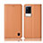 Leather Case Stands Flip Cover Holder H07P for Vivo iQOO 8 5G Orange