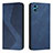 Leather Case Stands Flip Cover Holder H07X for Motorola Moto E22S Blue