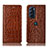 Leather Case Stands Flip Cover Holder H08P for Motorola Moto Edge Plus (2022) 5G Light Brown