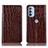 Leather Case Stands Flip Cover Holder H08P for Motorola Moto G31 Brown