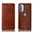 Leather Case Stands Flip Cover Holder H08P for Motorola Moto G41 Light Brown