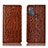 Leather Case Stands Flip Cover Holder H08P for Motorola Moto G50 Light Brown