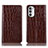 Leather Case Stands Flip Cover Holder H08P for Motorola MOTO G52 Brown