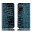 Leather Case Stands Flip Cover Holder H08P for Oppo A55 5G Blue