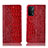 Leather Case Stands Flip Cover Holder H08P for Oppo A74 5G Red