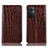 Leather Case Stands Flip Cover Holder H08P for Oppo A96 5G Brown