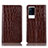 Leather Case Stands Flip Cover Holder H08P for Vivo iQOO 8 Pro 5G Brown