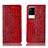 Leather Case Stands Flip Cover Holder H08P for Vivo iQOO 8 Pro 5G Red