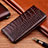 Leather Case Stands Flip Cover Holder H08P for Vivo V27 5G Brown