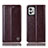 Leather Case Stands Flip Cover Holder H09P for Motorola Moto G32 Brown