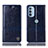 Leather Case Stands Flip Cover Holder H09P for Motorola Moto G41 Blue