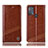 Leather Case Stands Flip Cover Holder H09P for Motorola Moto G50 Light Brown